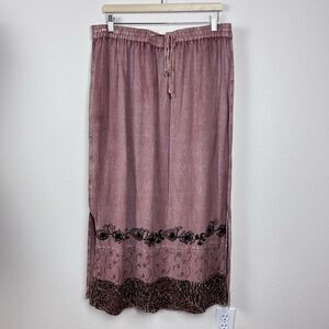 Vintage Skirt Womens Large Maxi Embroidered Boho Peasant Paisley Floral Y2K 90s